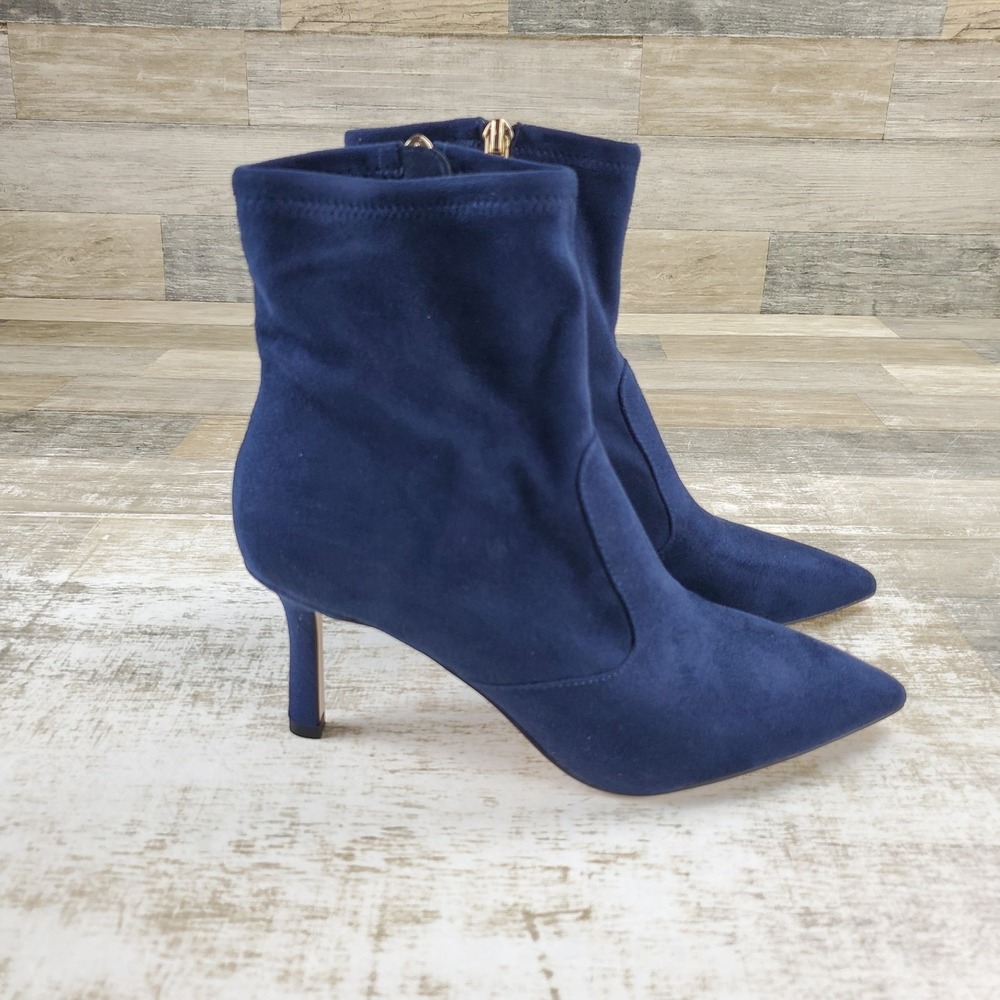 Jessica Simpson Donatela Womens Sock Booties Ankle Boots Sz 7.5 Dark Night Suede